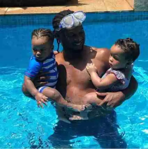 Paul Okoye And His Kids Enjoying The Hot Afternoon In The Pool (Photos)